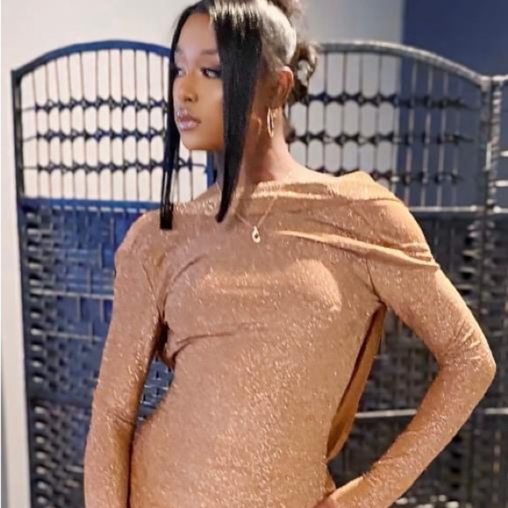 Long Sleeve Drape Backless Brown Dress Perfect for an holiday party dress